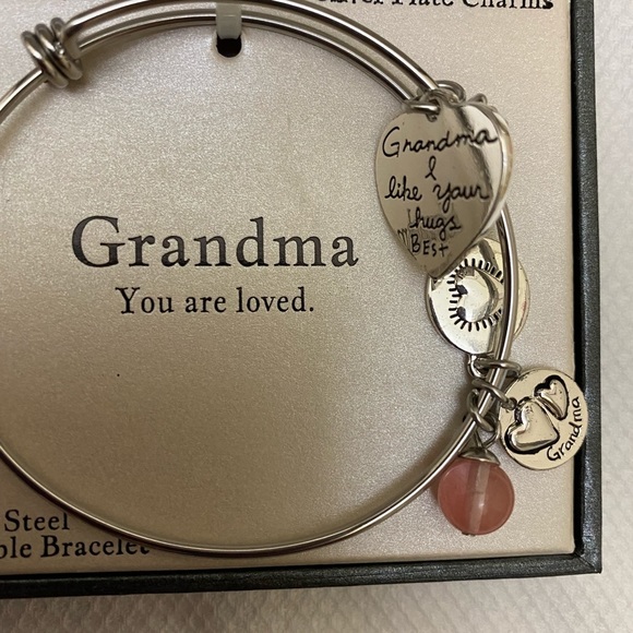🦚2/$40 Gratitude & Grace SS Expandable Bracelet GRANDMA Genuine Stone NIB - Picture 3 of 5